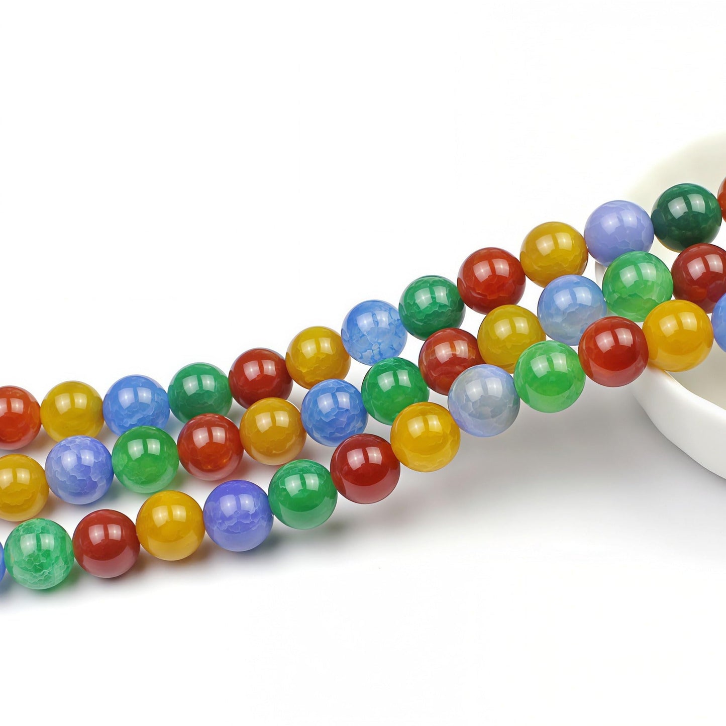 MJDCB Natural Stone Beads 8mm 43pcs Round Mixed Color Dragon Vein Agate Loose Gemstone Bead Charms for Jewelry Making Bracelet Necklace Earring Pendant