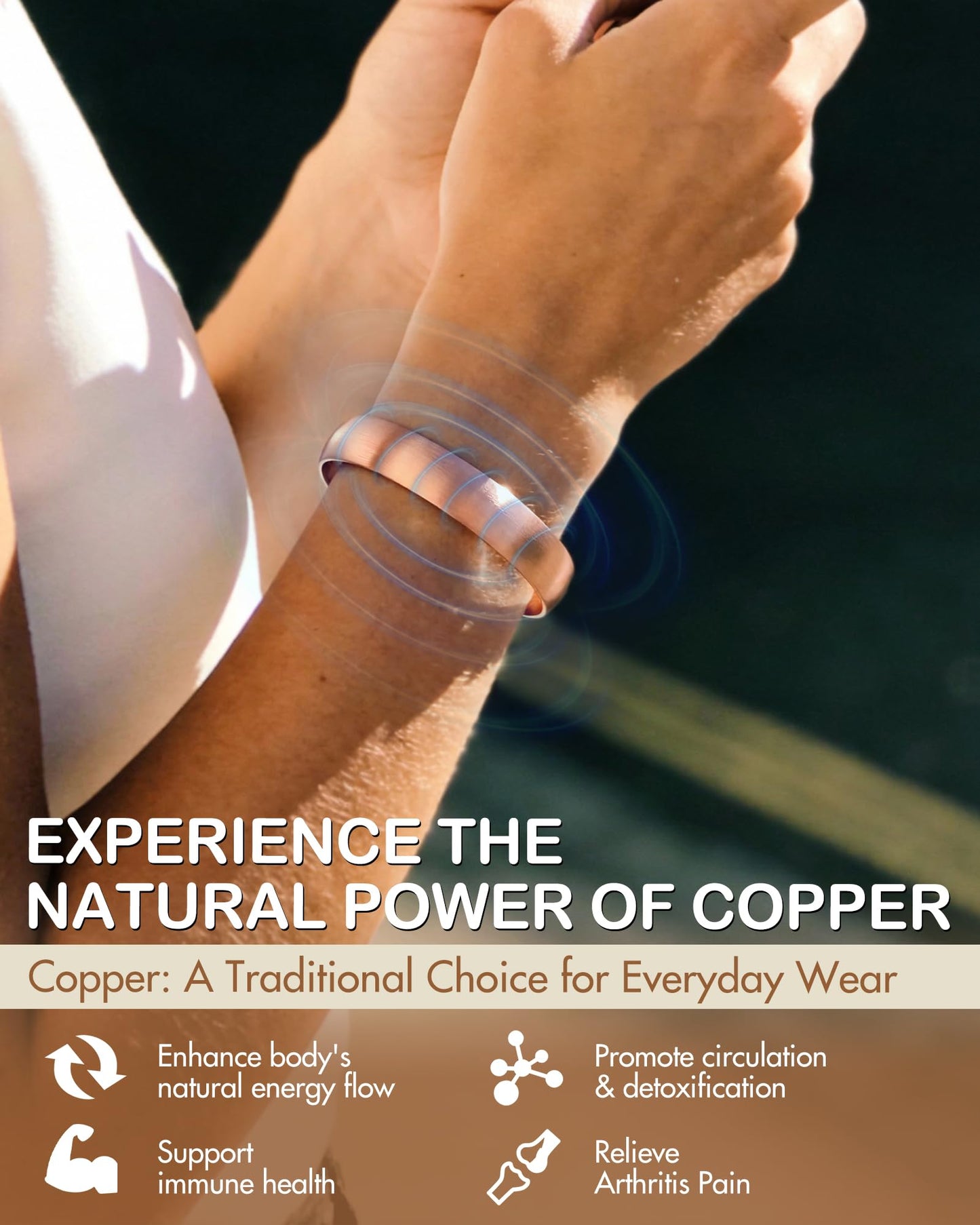 Feraco Pure Copper Bracelets for Women & Men, 99.99% Real Copper Tibetan Cuff Bangle, Adjustable Handmade Jewelry Gift