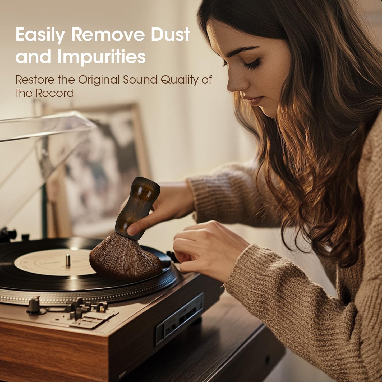 Vinyl Record Cleaning Brush - Ultra Soft Anti Static Brush for Vinyl Records - Essential Record Player Accessories for Flawless Vinyl Care