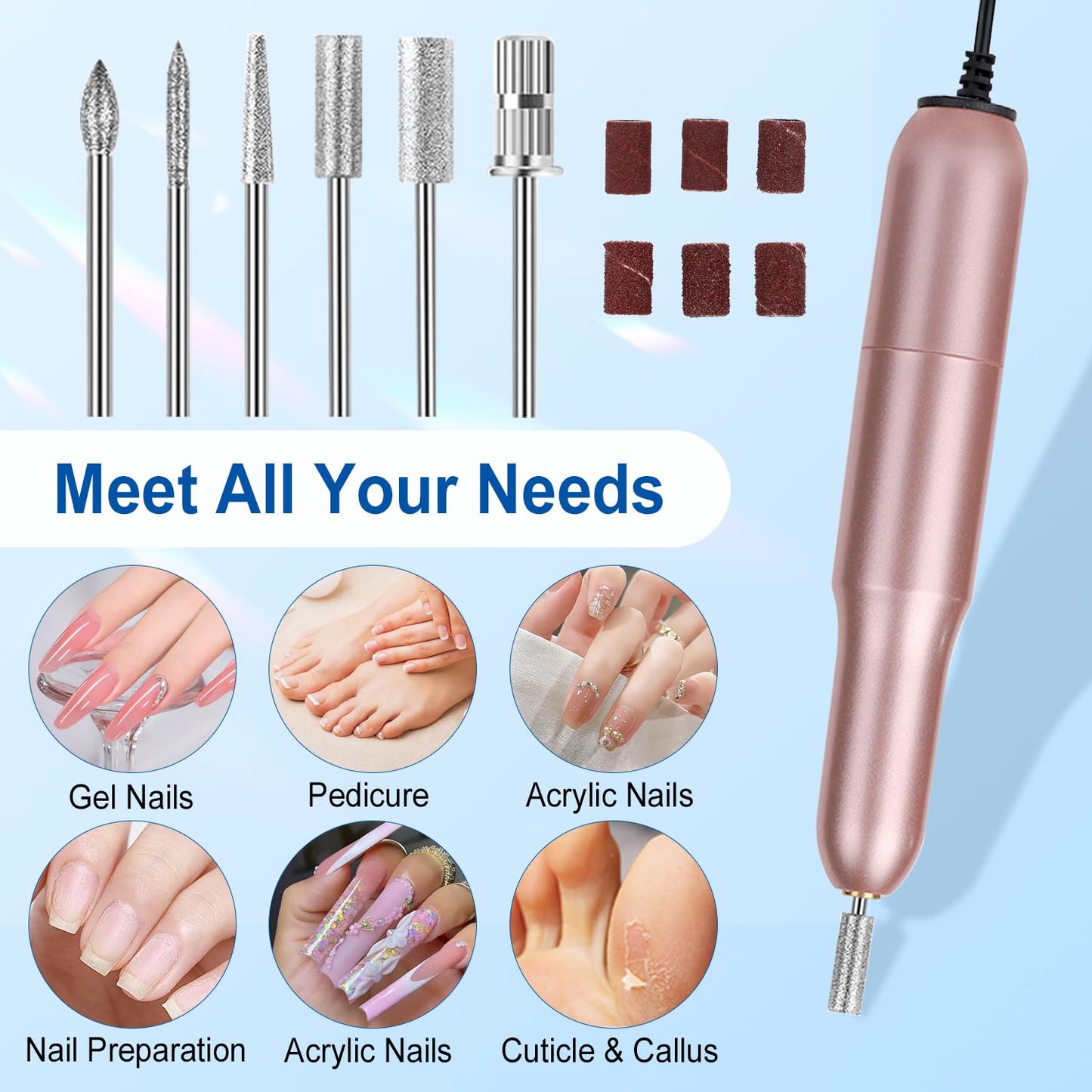 Major Dijit Acrylic Nails Starter Kit with LED UV Lamp – Acrylic Powder, Nail Drill, Nail Design Kit, Nail Brush, Nail Tips, Top coat & Base coat – Complete Home Manicure Set