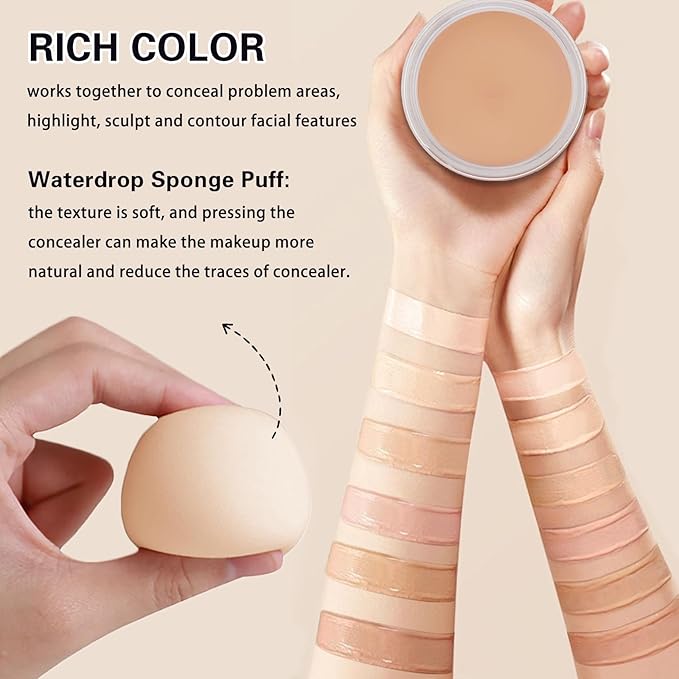 Under Eye Concealer for Dark Circles with Primer,Pot Concealer Full Coverage Tattoo Cover up Makeup,Nourishing and Moisturizing,Cruelty-free（03 Netural）