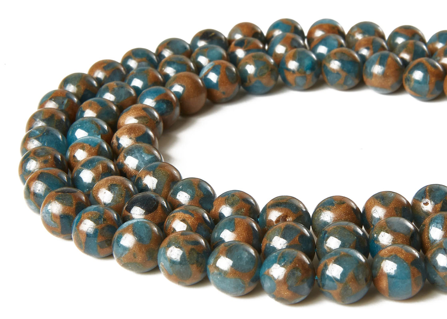 60pcs 6mm Lake Blue Cloisonne Beads Natural Gemstone Beads Round Loose Beads for Jewelry Making