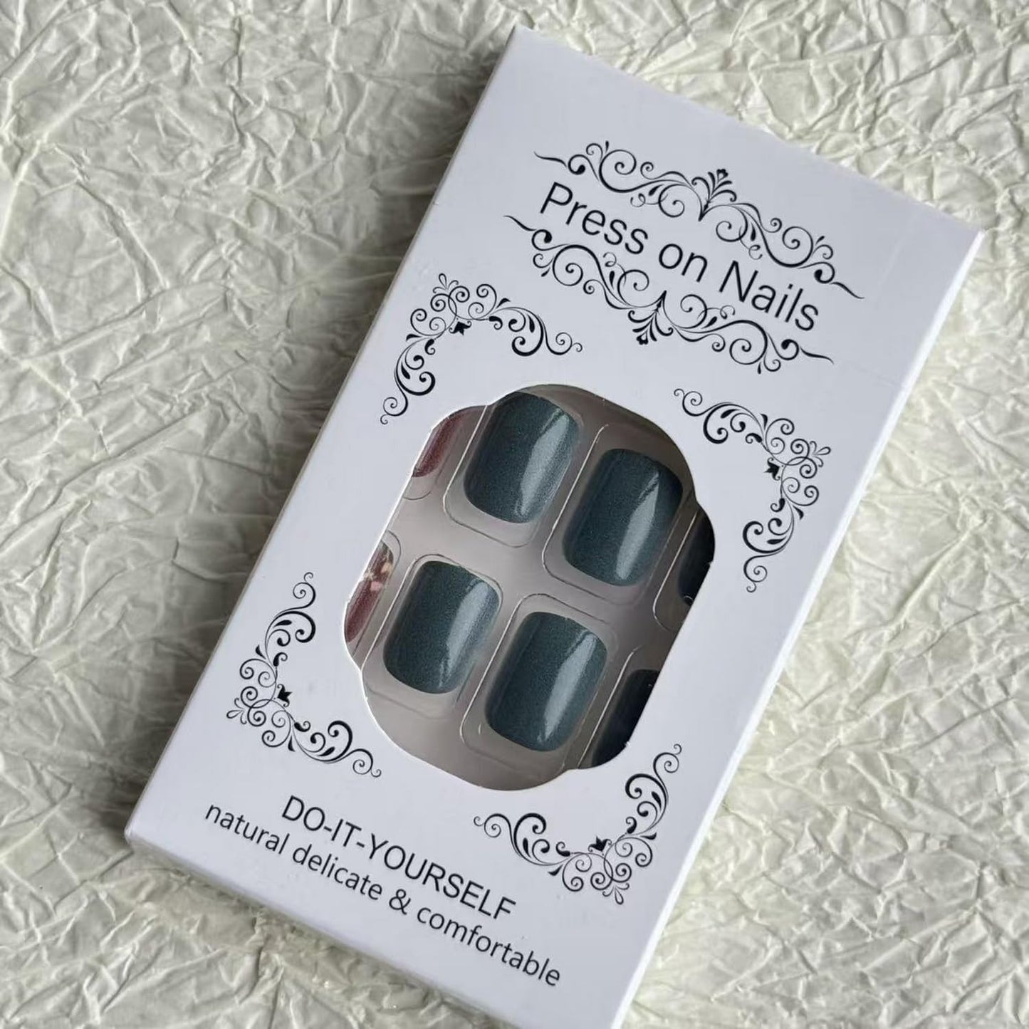 24pcs Cute Press on Nail Short Square Fake Nails with Goose designs Stick on Nail Green Grey Brown Press ones Glossy Full Cover Glue on Nails Reusable False Nails for Women Work