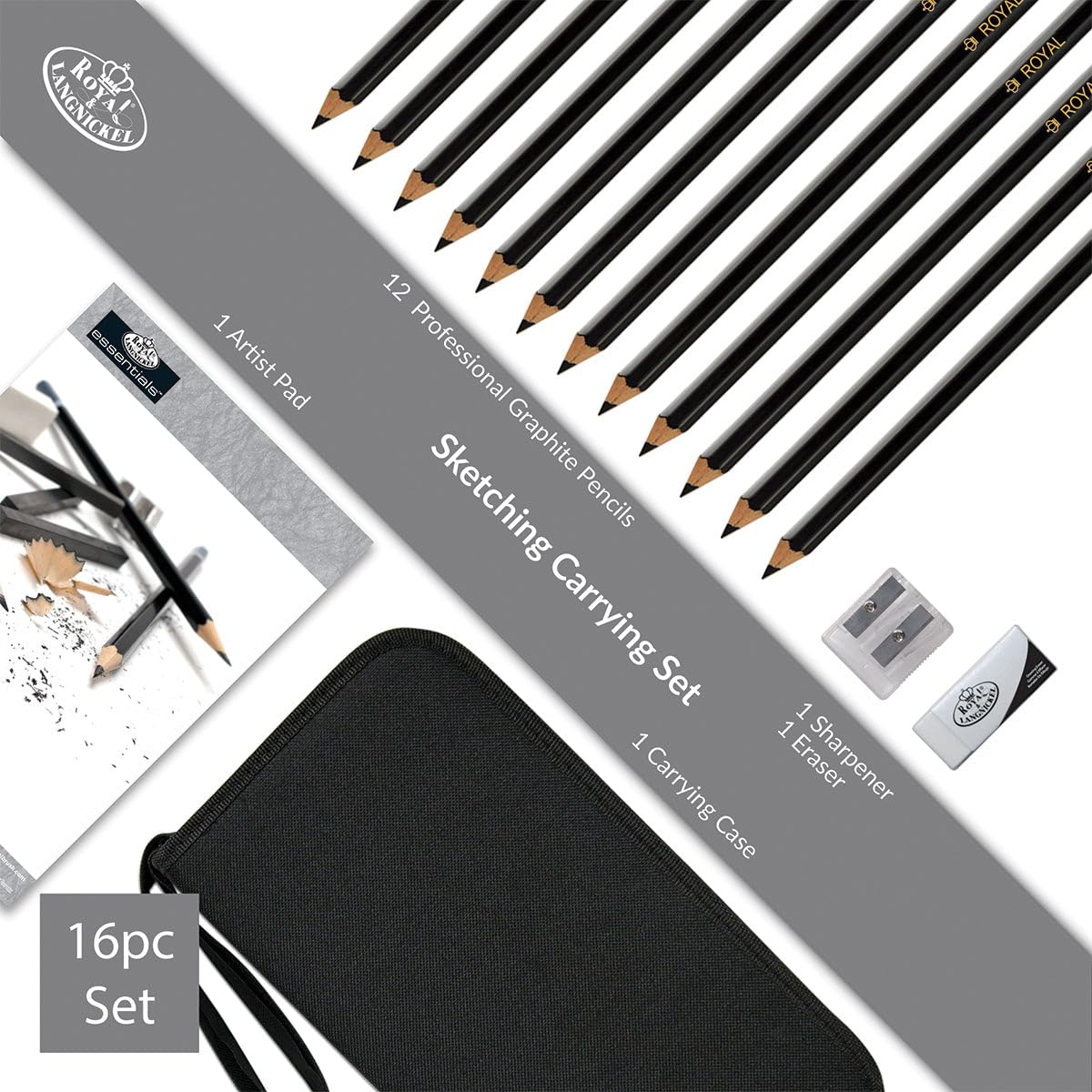 Drawing and Sketching Pencil Set In Zippered Carrying Case
