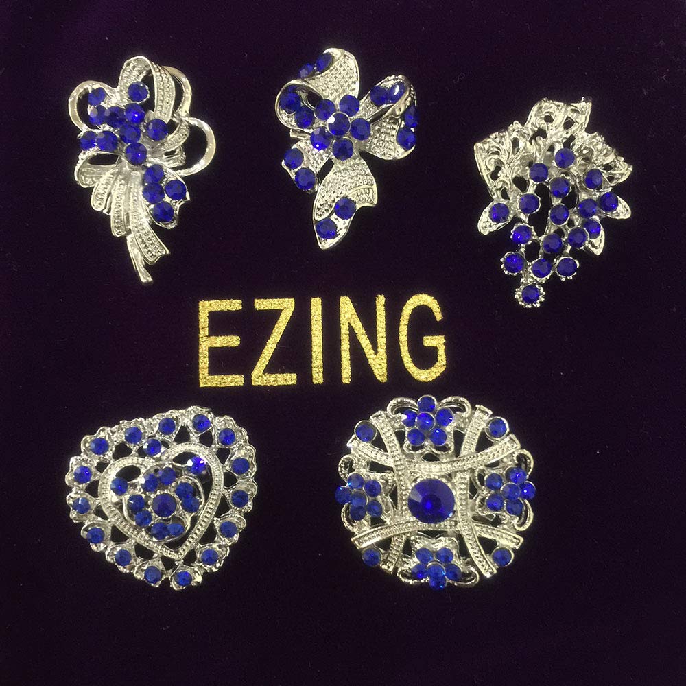 Ezing Lot 24pc Shining Rhinestone Crystal Brooches Pins DIY Wedding Bouquet Kit (G)