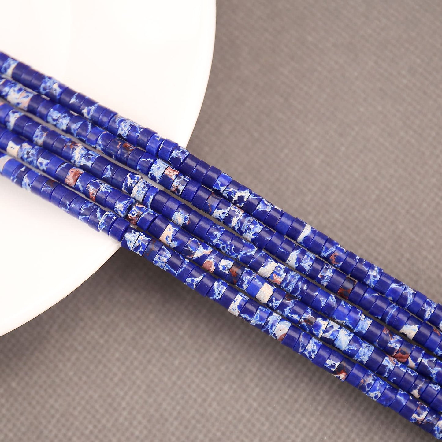 BONNY BOXX 150PCs Natural Blue Imperial Jasper Spacer Beads, Loose Semi Precious Flat Round Gemstone Heishi Disc Stone Beads for Beading Jewelry Making 4mm*2mm