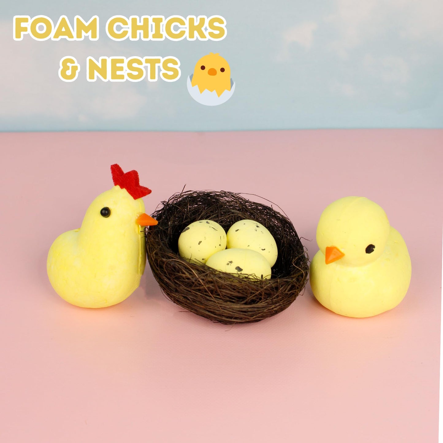 Festive Easter Craft Kit, Wreath Making Set Includes Foam Chicks, Bunnies and Eggs, DIY Springtime Characters Activity, 21 Total Pieces