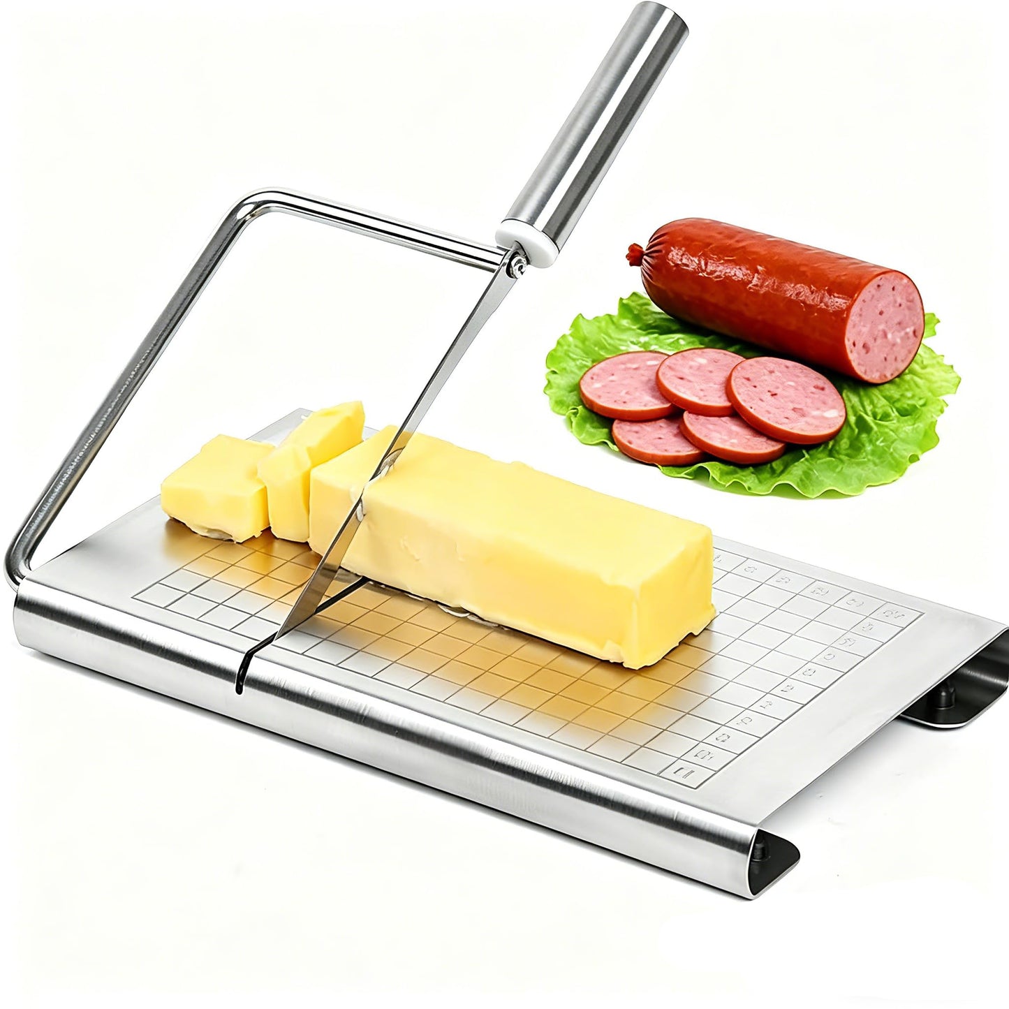 Cheese Slicer,Stainless Steel Cheese Slicer Kit, Handheld Cheese Cutter for Block Cheese & Butter, Charcuterie Board with Kitchen Slicer, Cheese Cutting Board & Butter Slicer Cutter
