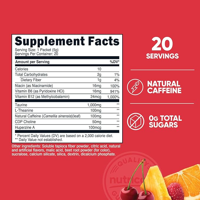Nutricost Energy Complex Stickpack (20 Servings) Fruit Punch Flavored - Gluten-Free + Non-GMO