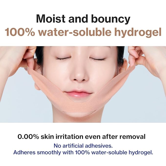 Face Fit Minus Band V3 (4 Sheets) — Hydrogel Jawline Mask Band for a Contoured, Lifted-Looking V-Line, Collagen, Elastin & Multi-Peptide Complex + Multi-Weight Hyaluronic Acid