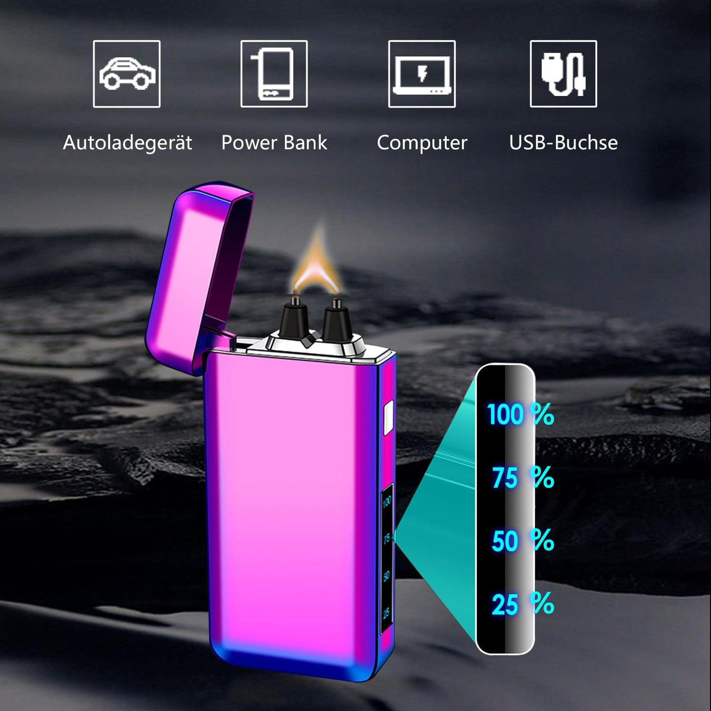 YOZWOO Electric Lighter Type-C Rechargeable Lighters Plasma Lighter High Power Flame Arc Lighters Windproof Electronic Lightre with Smart Chip for Candles, Incense with High-Grade Gift Box(Ice Colour)