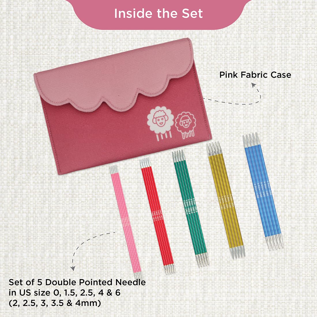 KnitPro Zing Starter Double Pointed Needle Set 6" (15cm) | 5 US Sizes (0 to 6)