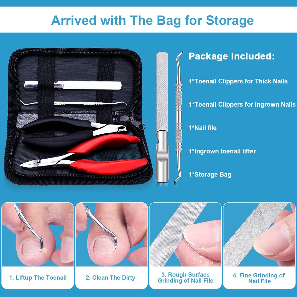 Orelex Toenail Clippers for Seniors Thick Toenails, Toe Nail Clippers Adult Long Handle for Men, Sharp Professional Heavy Duty Ingrown Toenail Tool for Men Women Elderly