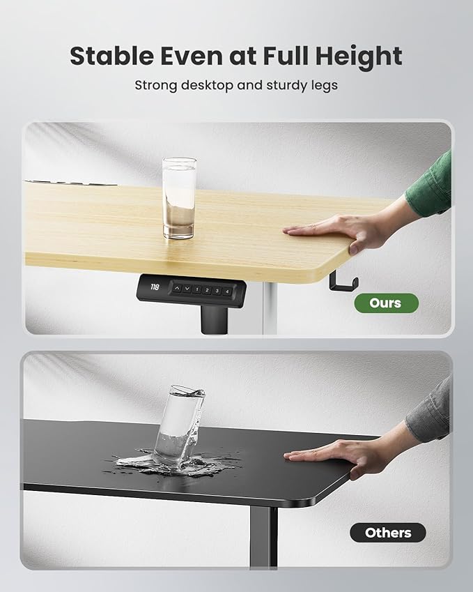 Marsail Electric Standing Desk, Adjustable Height Stand up Desk, 55 x 24 Inches Sit Stand Home Office Desk, Computer Desk, Maple