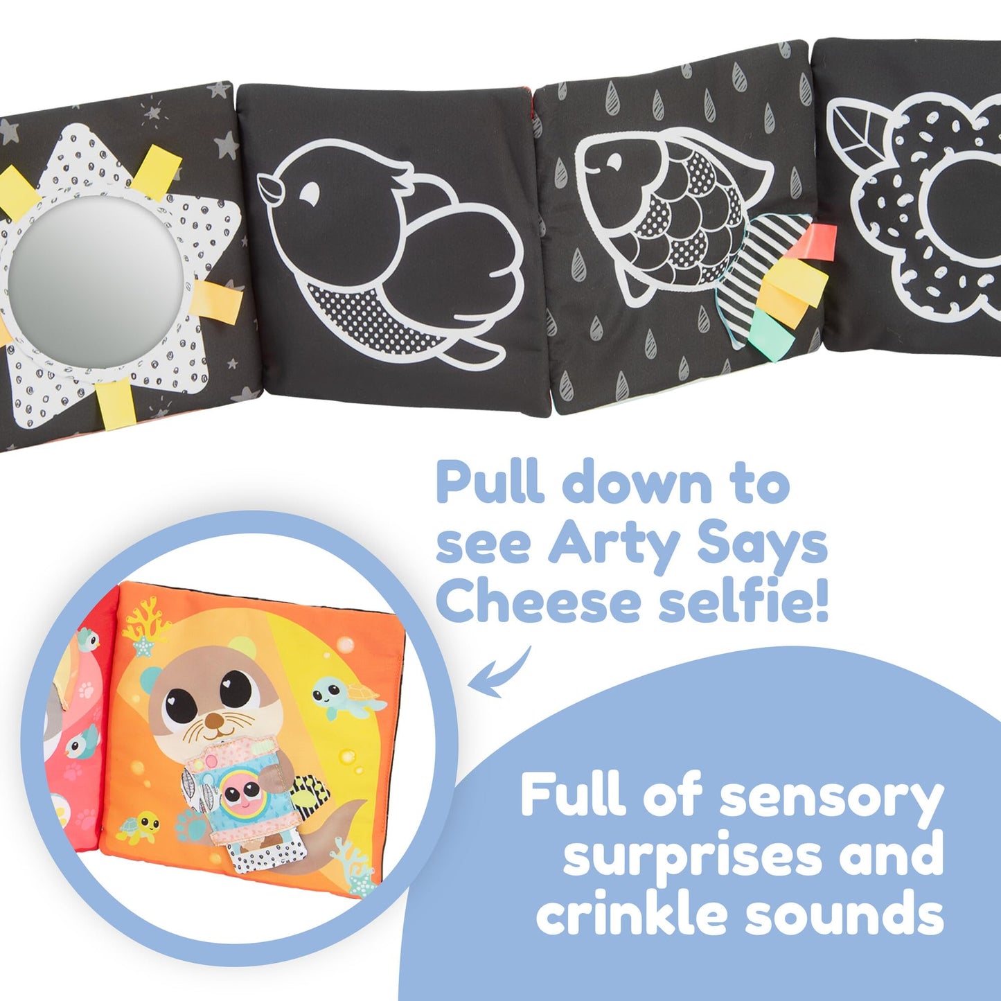 Lamaze Tummy Time Baby Mirror Toy - High Contrast Sensory Mirror for Infant Development, Foldable & Portable Baby Activity Toy, Visual & Fine Motor Stimulation for Newborns - 0 Months and Up