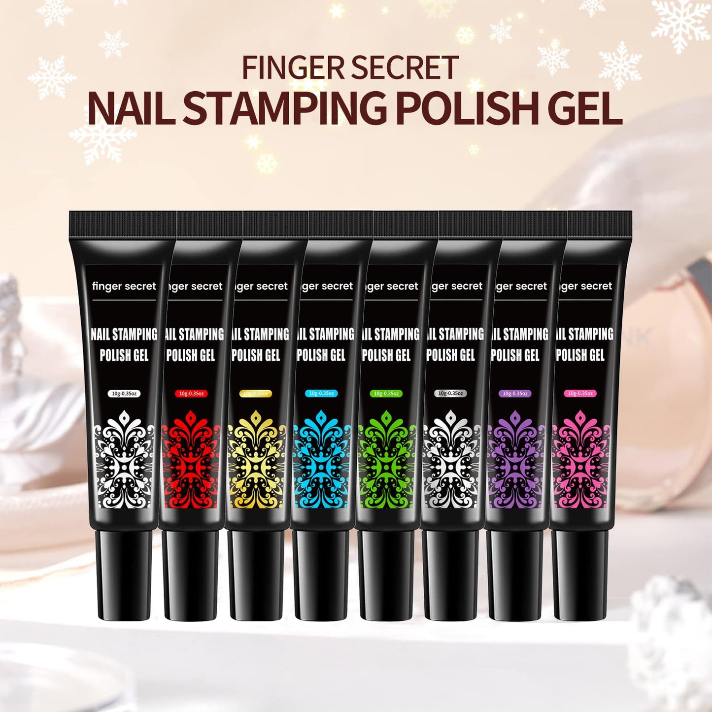 Nail Stamping Gel Polish Kit 4pcs Templates 8 Colors Nail Stamping Polish Gel Unleash Your Creativity with Our Kit Ideal for Home User and Nail Salon SET1
