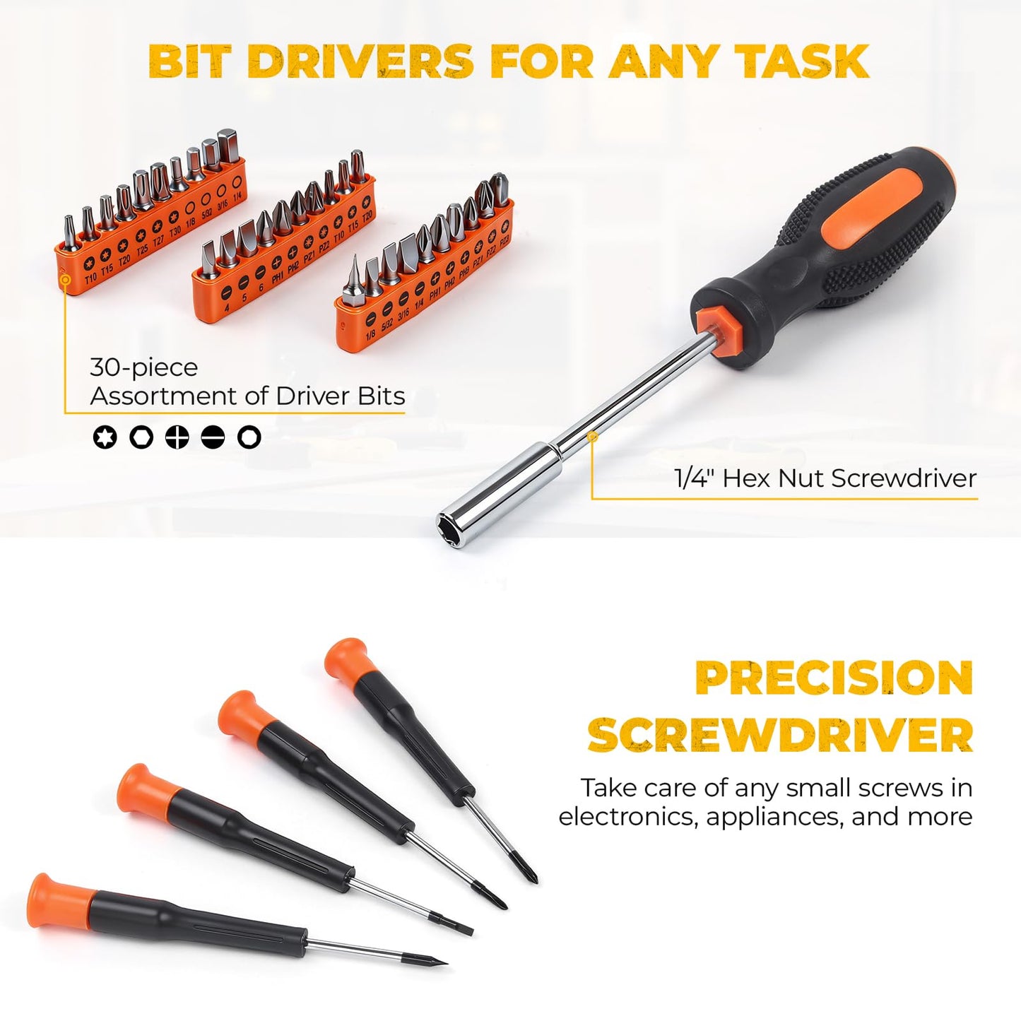 MarvTool 57 Piece Tool Set, Home Repair Hand Tool Kit, General Household Tool Box for Homeowner, DIY, Handyman, Women