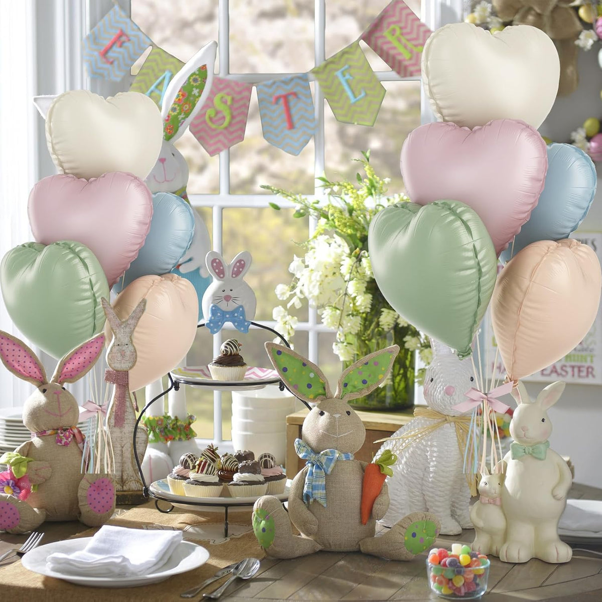 Pastel Colorful Heart Foil Balloons, 10PCS Assorted Rainbow Helium Balloons, 18Inch Heart Shaped Foil Balloon for Kids Birthday Valentines Wedding Bridal Baby Shower Easter Boho Party Decorations