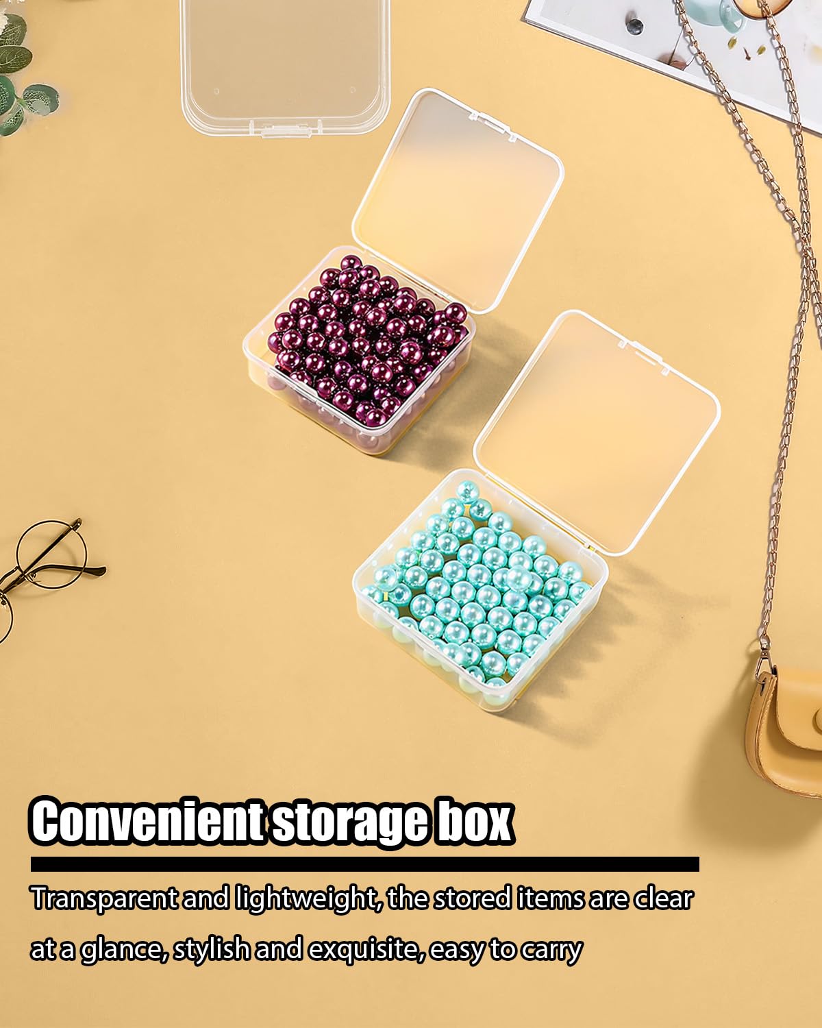 Wuqoioo Small Plastic Case, 24 Pack Clear Plastic Beads Storage Containers Clear Craft Storage Boxes Mini Storage Containers For Small Items, Crafts, Jewelry, Hardware (3.3 x 3.3 x 1.2 inches)