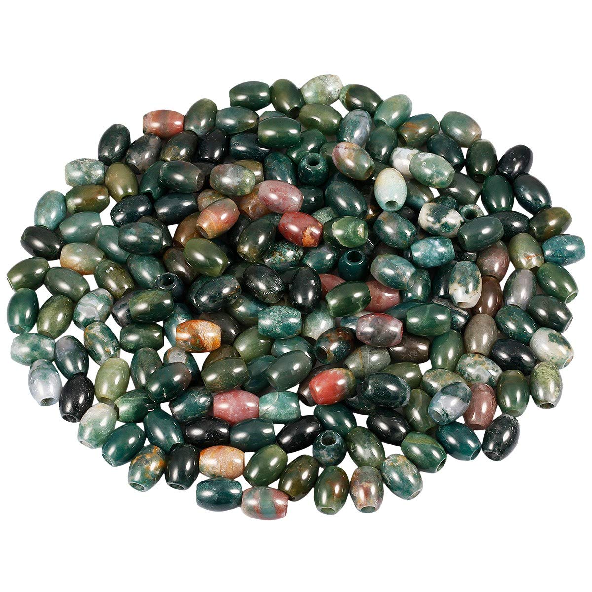 Nupuyai Pack of 30 Barrel Large Hole Beads for Jewelry Making, Polished Rondelle Stone Macrame Beads fit Charms Bracelet, Indian Agate