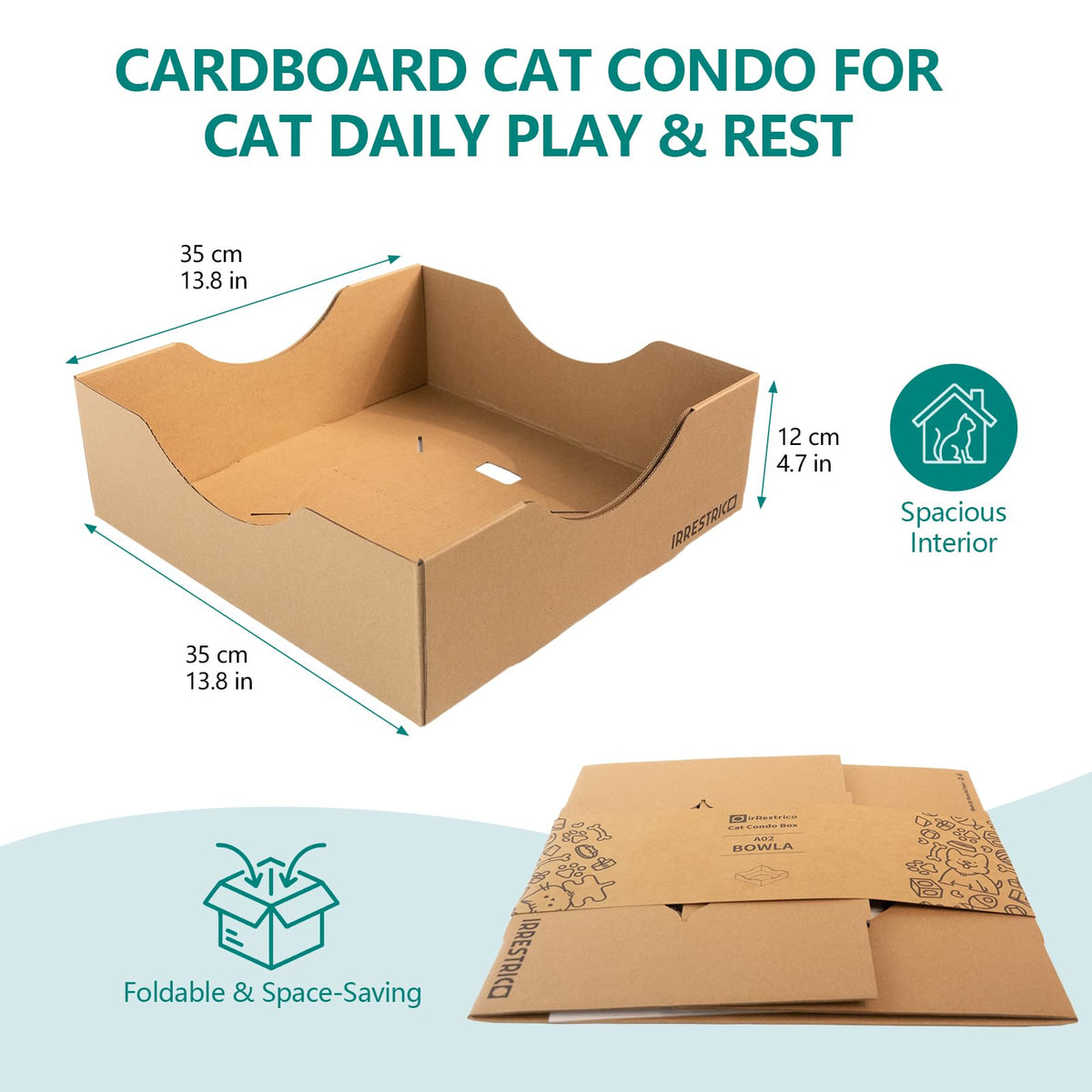 IRRESTRICO Modular Cardboard Cat Condo System, Bowl-Shaped Cat Bed Module, Cardboard Cat Bed, Foldable DIY Cat Bed for Indoor Cats