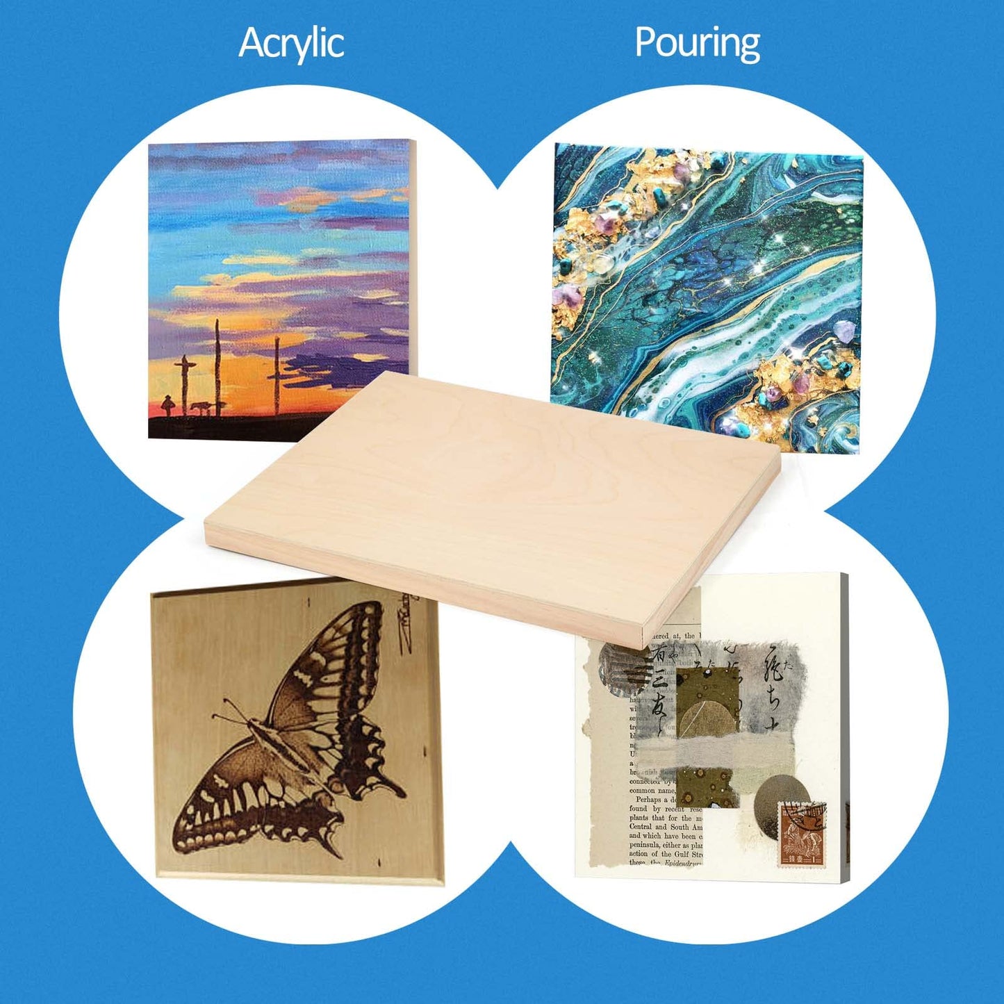 Unfinished Birch Wood Canvas Panels Kit, Falling in Art 2 Pack of 20 x20’’ Studio 3/4’’ Deep Cradle Boards for Pouring Art, Crafts, Painting, and More