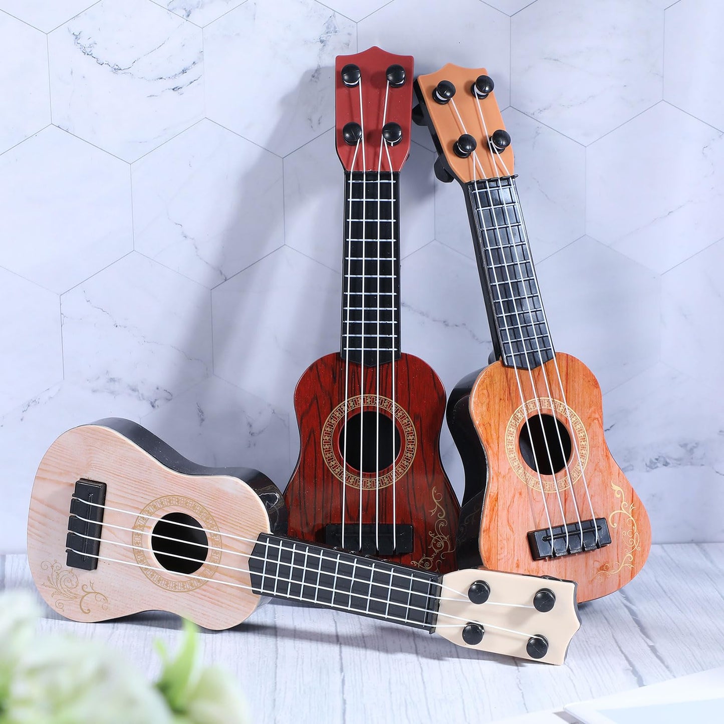 Lenwen 24 Pcs Kids Ukulele Guitar 10 Inch Kids Toy Ukulele 4 Strings Mini Guitar Children Musical Instruments Educational Learning Toy for Toddler Beginner Preschoolers Education
