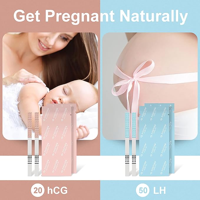 Ovulation Test Strips 50 Pack + Pregnancy Test Strips 20 Pack, LH & hCG Fertility Kit for Women, Early Detection Ovulation Predictor & Pregnancy Tests, 70 Home Strips Total (50+20)
