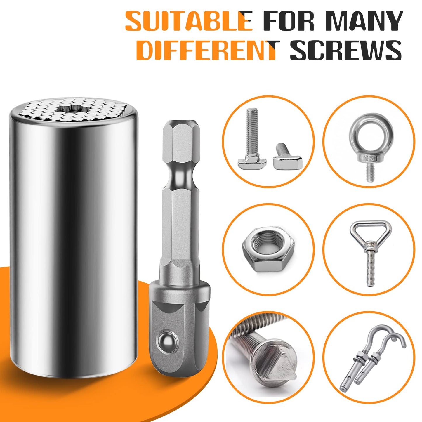 Wareon Universal Socket Tools Gifts for Men - Christmas Stocking Stuffers for Men Dad Him Husband Women Cool Stuff Ideas Gadgets Birthday Gifts for Dad Grip Socket Set (7-19mm) Sliver