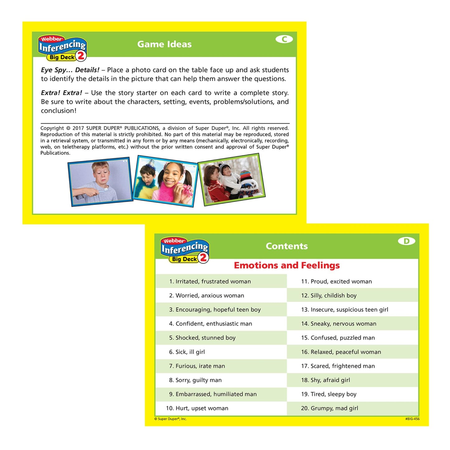 Super Duper Publications | Inferencing Big Photo Set 2 Flash Cards | Problem Solving, Reasoning and Critical Thinking Skills Fun Deck | Educational Learning Materials for Children