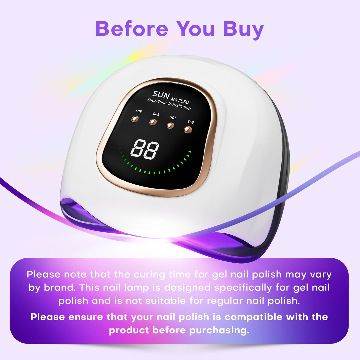 Gugusure Upgrade UV Nail Lamp. Nail Dryer for Gel Polish with Auto Sensor and 4 Timer Settings (Bright White)