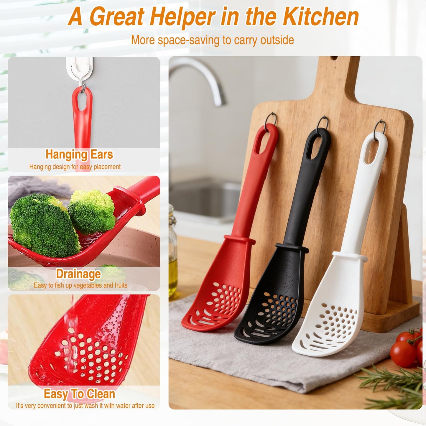 Multifunctional Kitchen Cooking Spoon,Upgraded Heat Resistant Kitchen Utensils Slotted Spoon,Small Silicone Spatula Spoon for Cooking,Draining,Mashing,Grating,Separating(Mix)