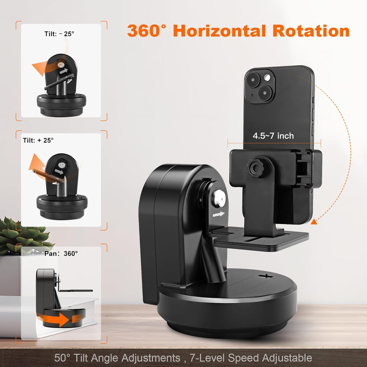 Soonpho M2 Motorized Rotating Panoramic Tripod Head, Remote Control Pan Tilt Head with Remote Control and Mobile Phone Clip for DSLR Cameras, Camcorders, Smartphones, Tripod,