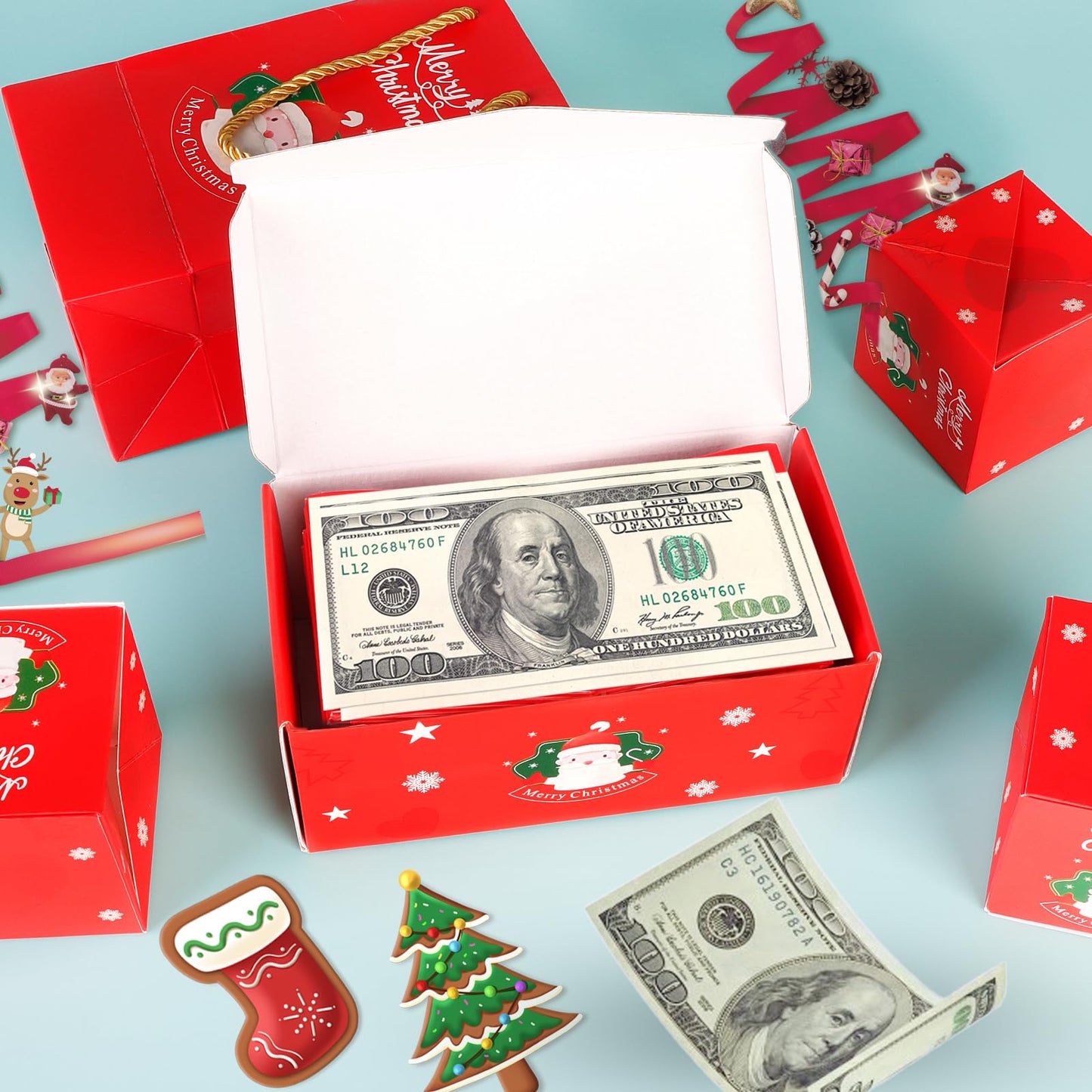 CSMGY Surprise Box Gift for Money, Christmas Surprise Gift Box Explosion, Folding Bouncing Gift Box for Christmas Birthday Anniversary, 12 Bounces Boxes (Red)