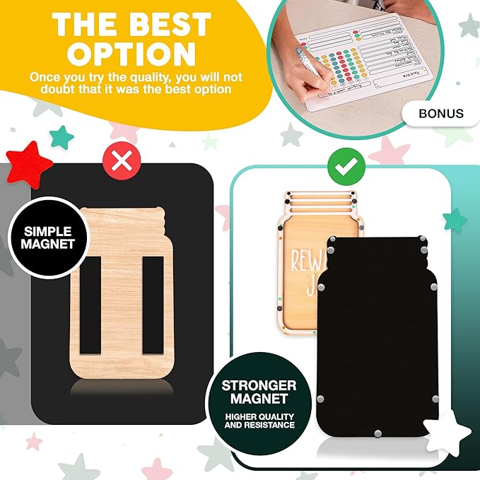 The Best Magnetic Reward Jar - Reward System for Kids with Strong Magnet, Star Jar Reward System Magnetic for Promoting Good Behavior at School or Home