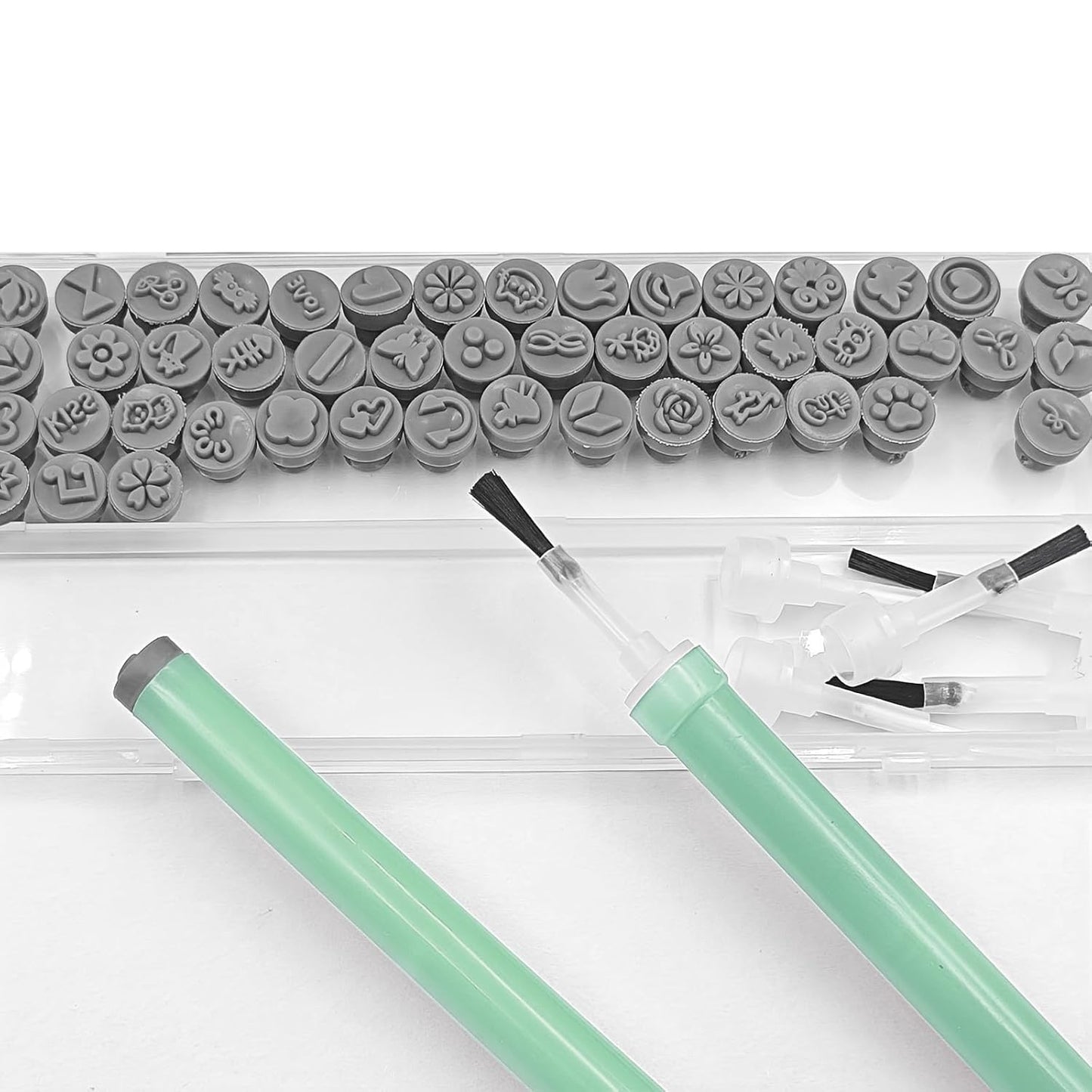 56Pcs Nail Art Stamping Pen Set Reusable DIY Nail Art Tool with Various Floral, Geometric and Animal Patterns - A Gift for Ladies- green black