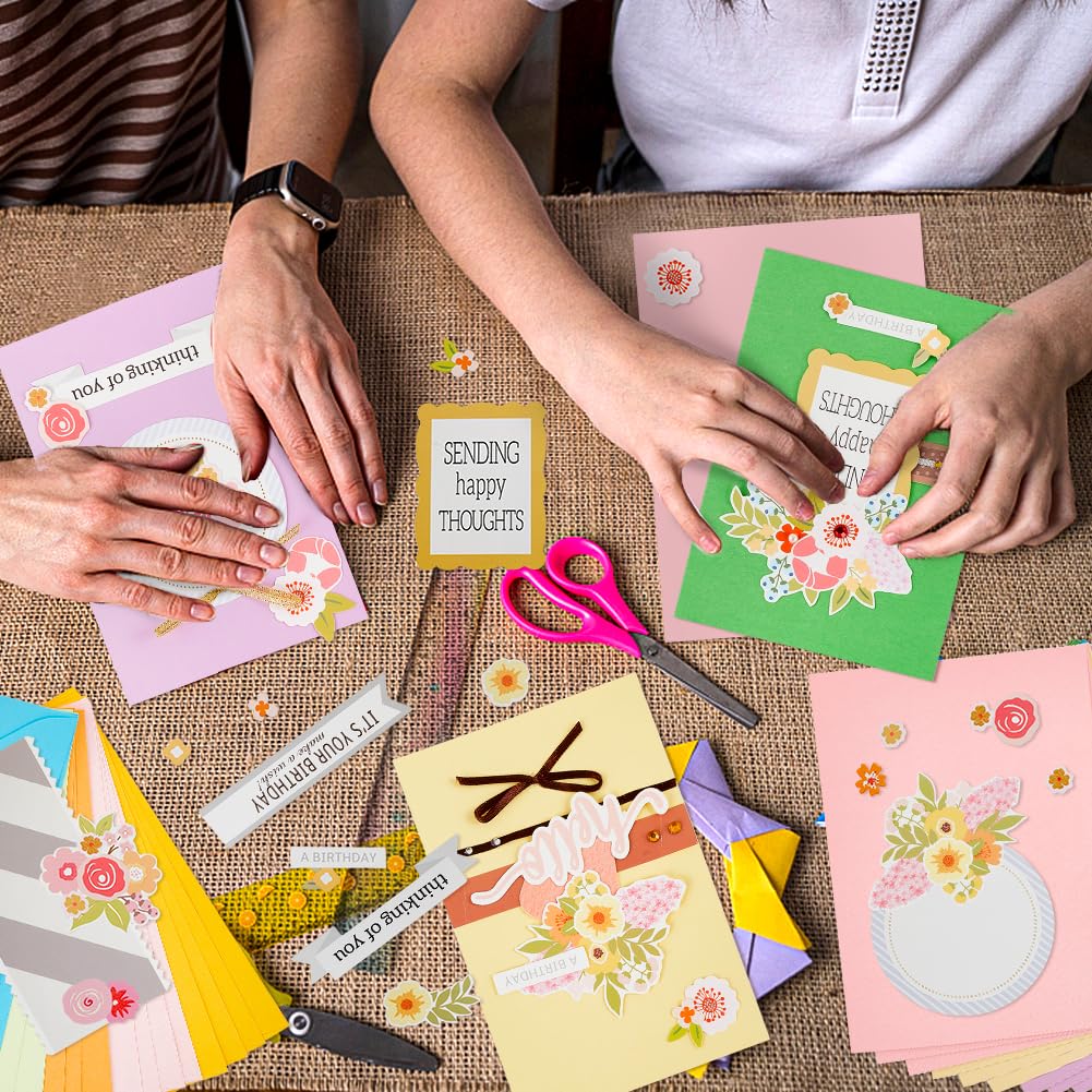 AHANDMAKER Paper Card Making Kits Colorful Handmade Greeting Card Kits for Christmas Day Cards, Easter Cards Birthday Invitation, DIY Envelope & Card Making, Slightly Lighter Color