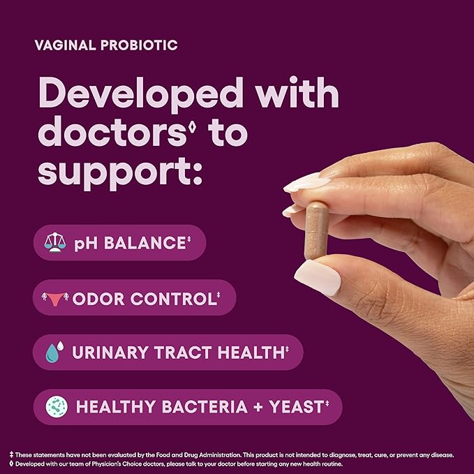 Physician's CHOICE Vaginal Probiotics for Women - pH Balance, Odor Control, Yeast Balance, Vaginal Flora & Feminine Health - 6B CFU with Organic Prebiotics and Cranberry Extract - 45 CT