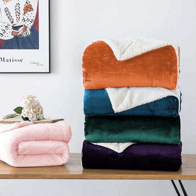 IR Imperial Rooms Teal Sherpa Fleece Throw Blanket Twin Size for Bed - Wholesale Bulk Pack of 12 Sherpa Blankets - Soft Fluffy Throw Blankets for Hotels, Guest Bedroom, 60x80 Inches