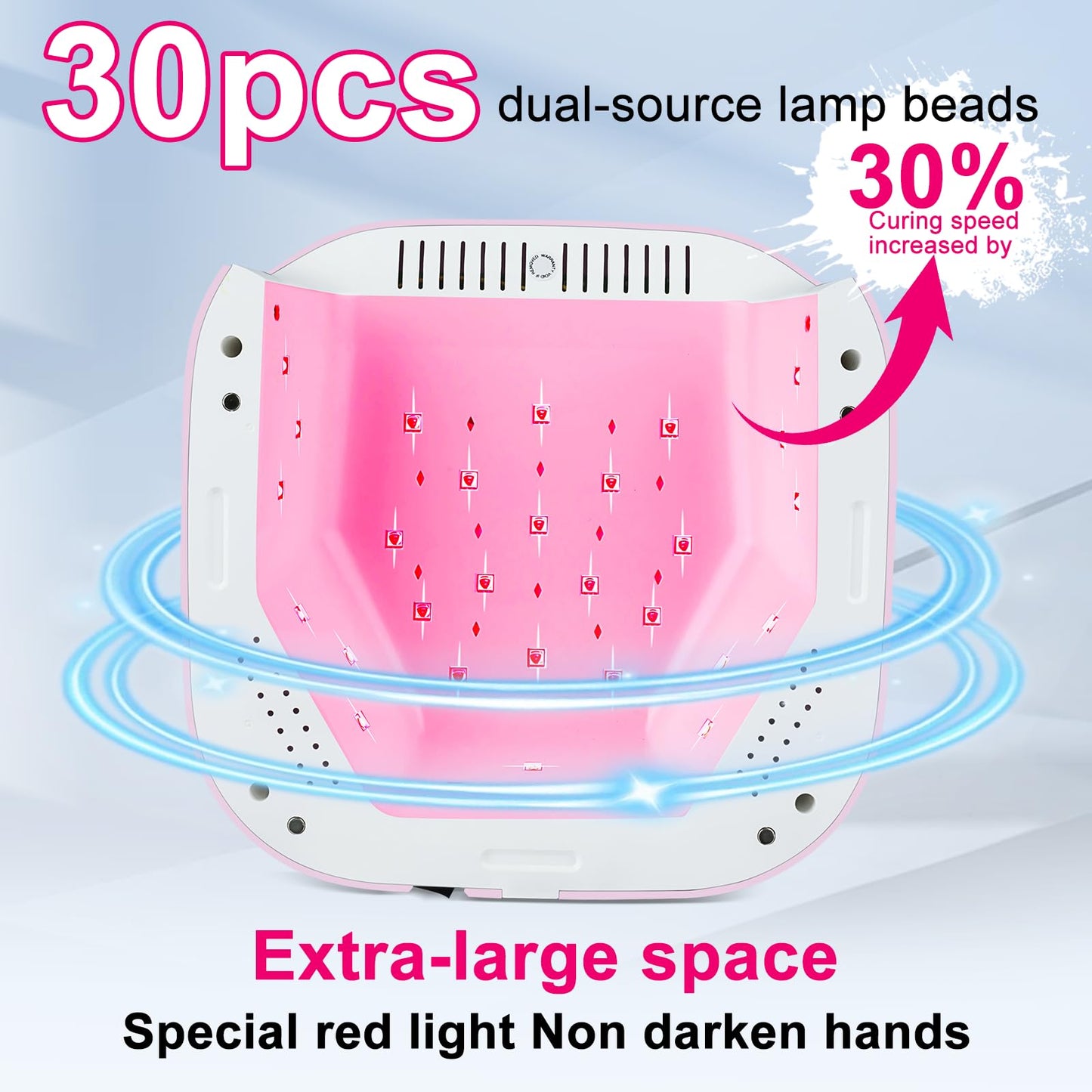 MEKK Cordless UV LED Nail Lamp, 54W UV Light for Gel Nails with Hand-Friendly Red Light, Auto Sensor Professional Flash Cure Lamp with Rotatable LCD Display for Salon and Home, Checkered Design, Pink