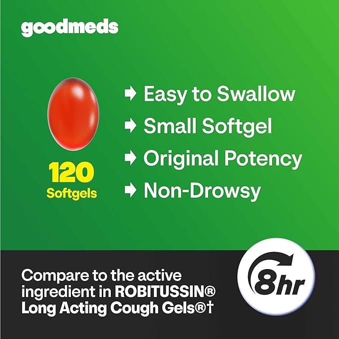 Cough Relief for Adults 120 Softgels Dextromethorphan HBr (DXM) 15mg 8Hour, Non-Drowsy, Long-Lasting Bronchial Suppressant for Dry Cough and Chest Congestion