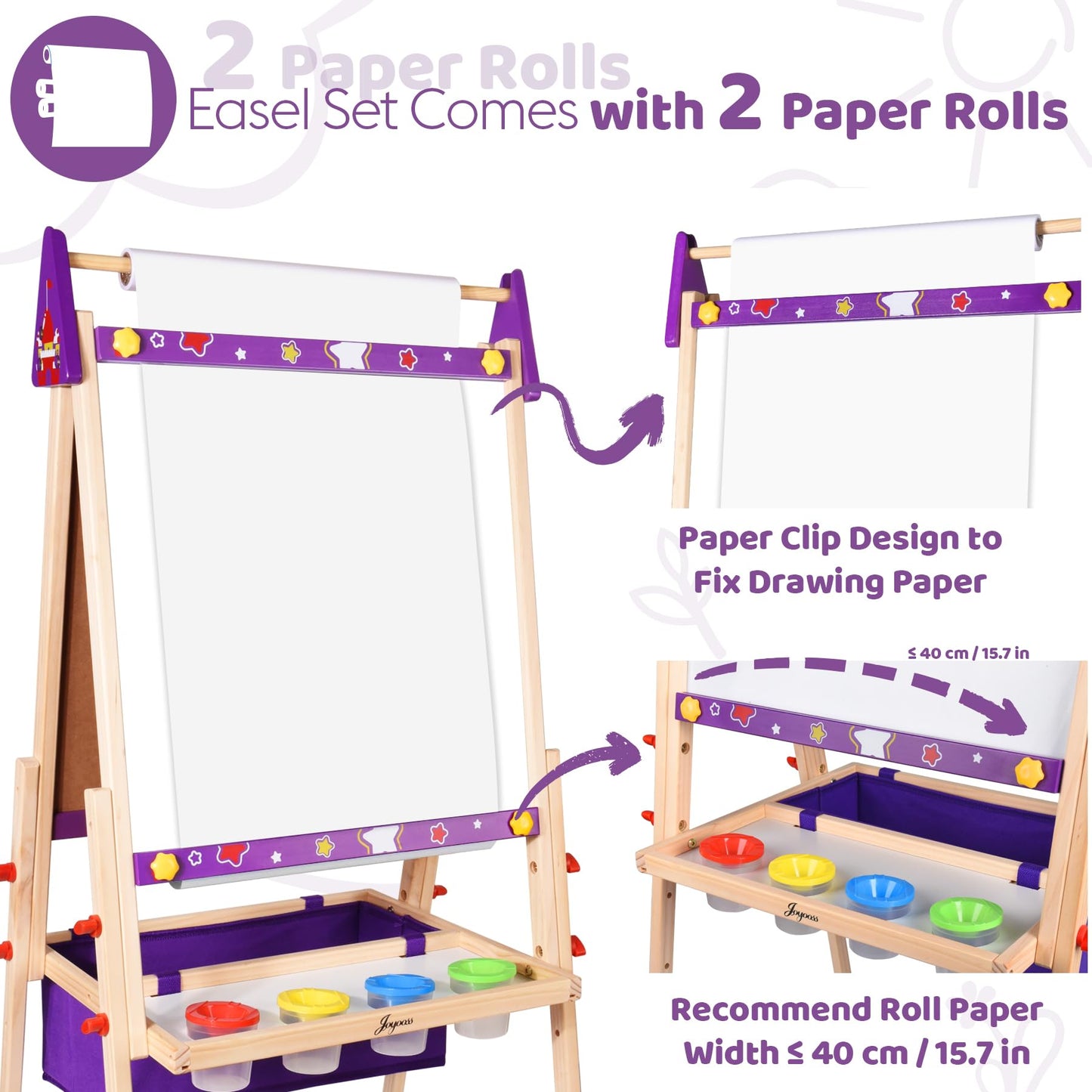 Joyooss Art Easel for Kids Easel for Toddlers,Adjustable Standing Wooden Toddler Easels Kid Whiteboard & Chalk Board Kids Dry Erase Board,Art Easel for Kid Age 2-4 4-8 9-12 Drawing Easels