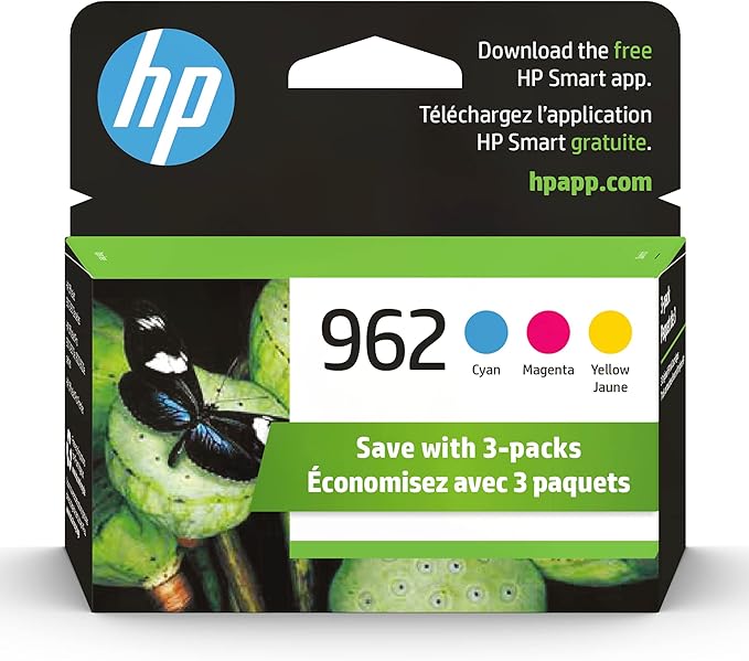 HP 962 Cyan, Magenta, Yellow Ink Cartridges | Works with OfficeJet 9010, 9020 | Eligible for Instant Ink | 3YP00AN