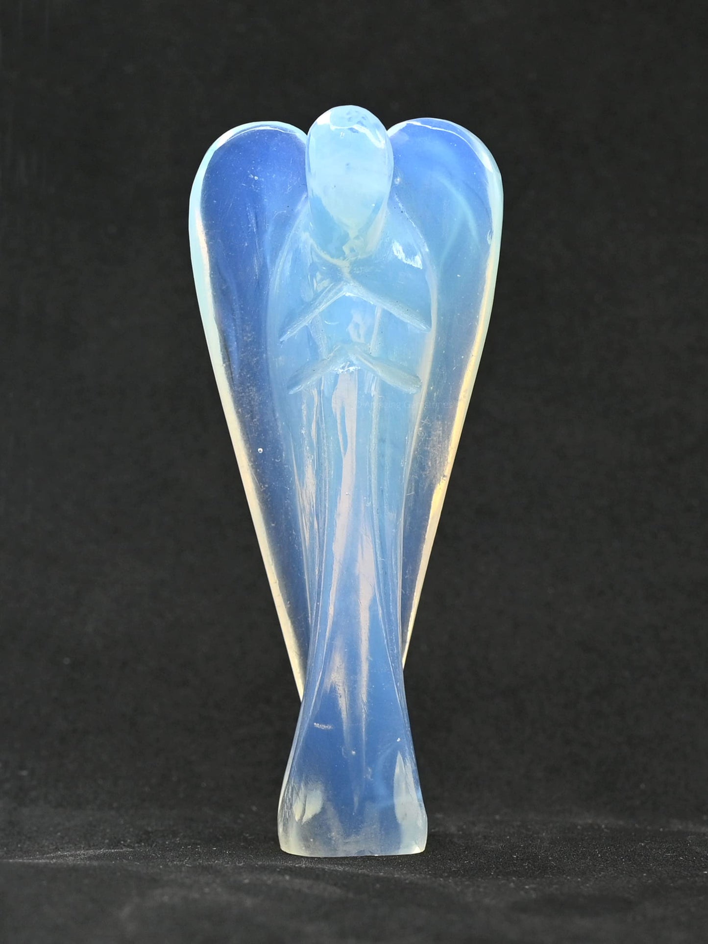 Amazing Gemstone Opalite Crystal Guardian Angel Figurines Ornament for Healing Birthstone, Decoration Statue (Hand Carved Pocket Gemstone Angel) (3 inch)