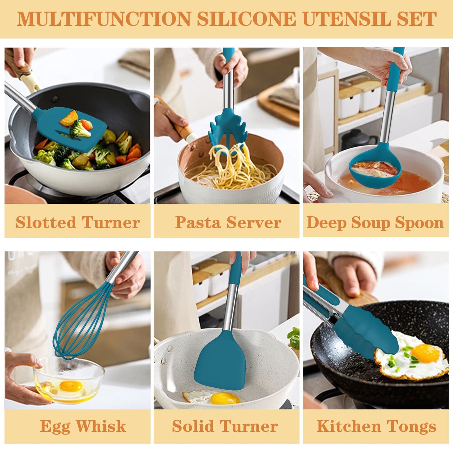 Silicone Kitchen Utensils Set, Umite Chef 43 pcs Cooking Utensils for Nonstick Cookware, Kitchen Tools-Silicone Utensil for Cooking Kitchen Set for Home Kitchen Accessories Set