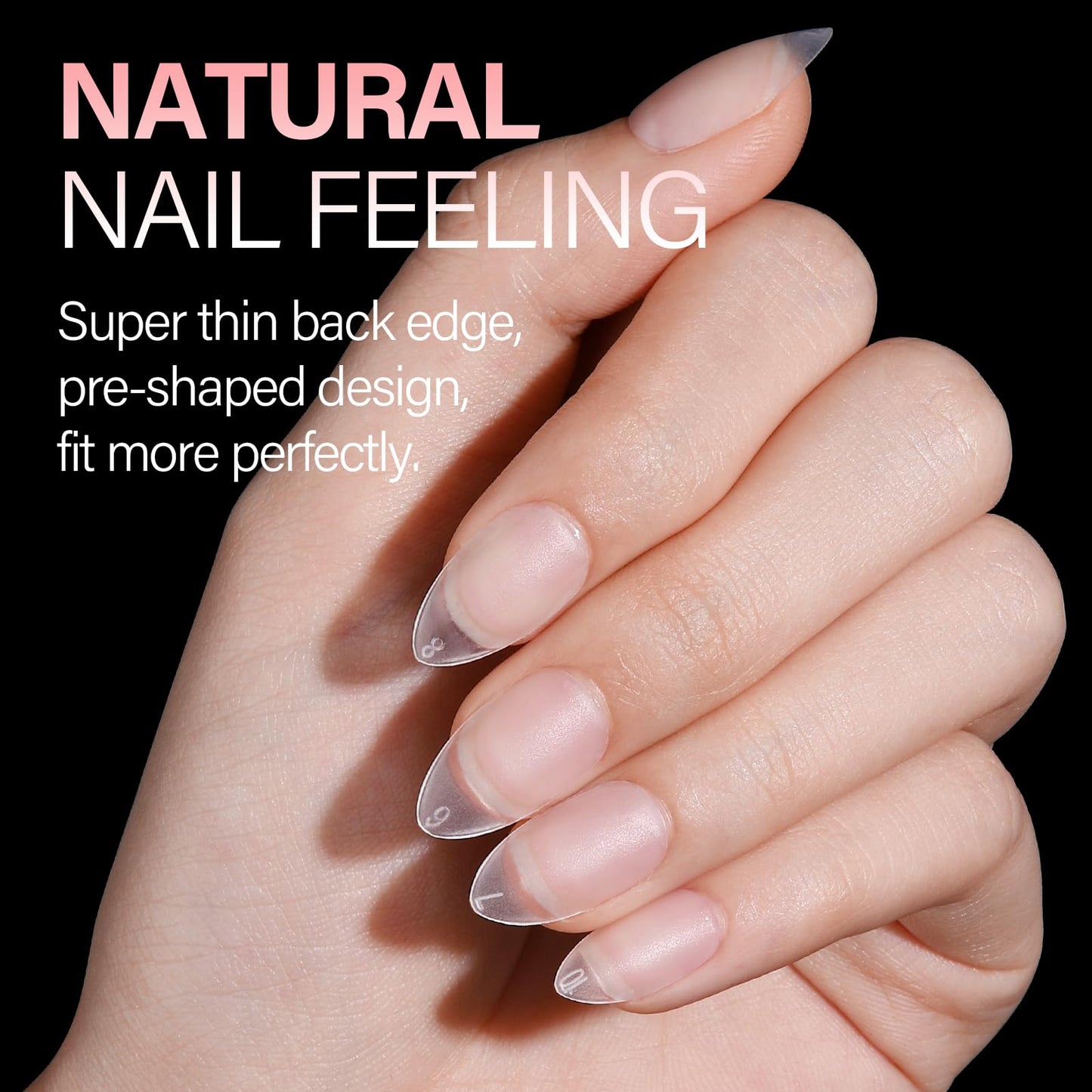AILLSA Short Almond Nail Tips 450PCS Acrylic Gel Double-sided Matte Clear Pre-Buff Gel Nail Tips No Need Base Coat Press on Nails Tips for Extension 15 Sizes