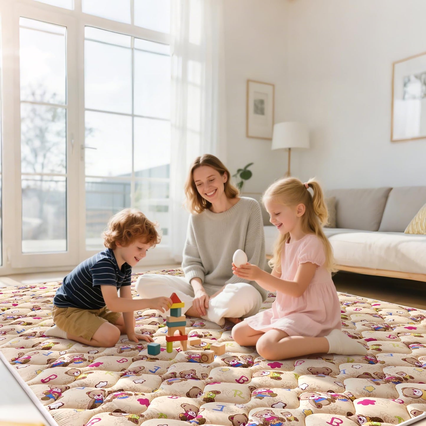 Baby Play Mat - 72" X 48",Premium Thicker Foam One-Piece Machine Washable, Extra Large Anti-Slip Soft Cushioning Foam Playmats for Babies and Toddlers, Foldable Baby Crawling Mat for Playpen