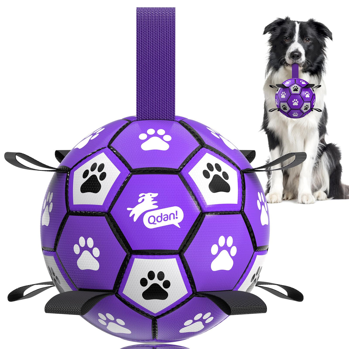 QDAN Dog Toys Balls with Bell Inside, Squeaky Dog Balls for Tug of War, Puppy Birthday Gifts, Dog Water Toys, Ball for Small Dogs(Black Green, 5 inch)