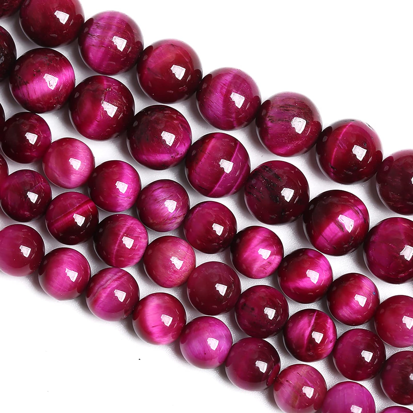 6mm 60PCS Natural Rose Pink Tiger Eye Stone Beads Crystal Spacer Round Loose Beads for Jewelry Making DIY Bracelet Accessories Strand 15 inches