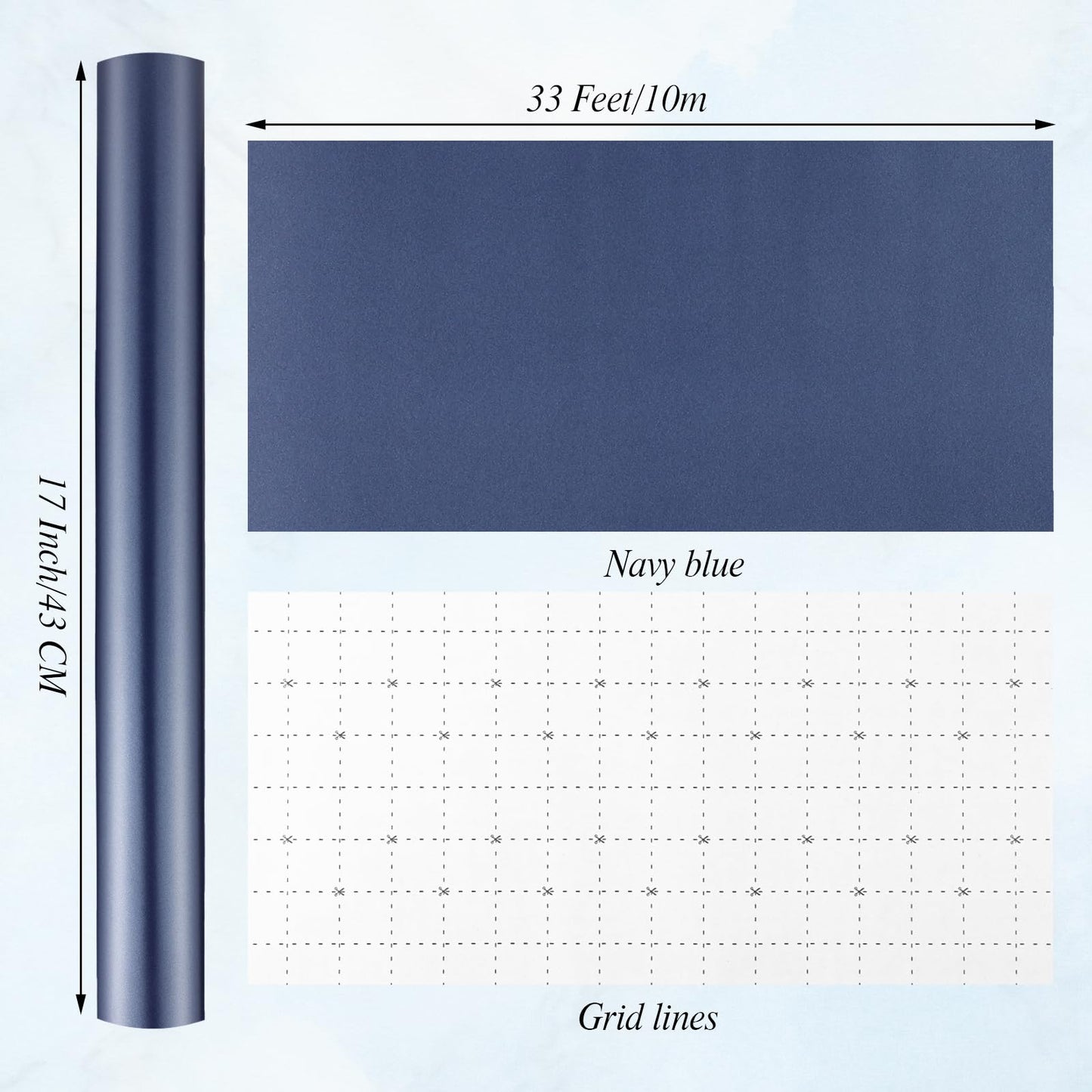 woric Navy Blue Wrapping Paper Roll 17 In X 33 Ft Blue Gift Wrapping Paper with Matte Pearly for DIY Bouquet Weddings Birthdays Graduations Father's Day